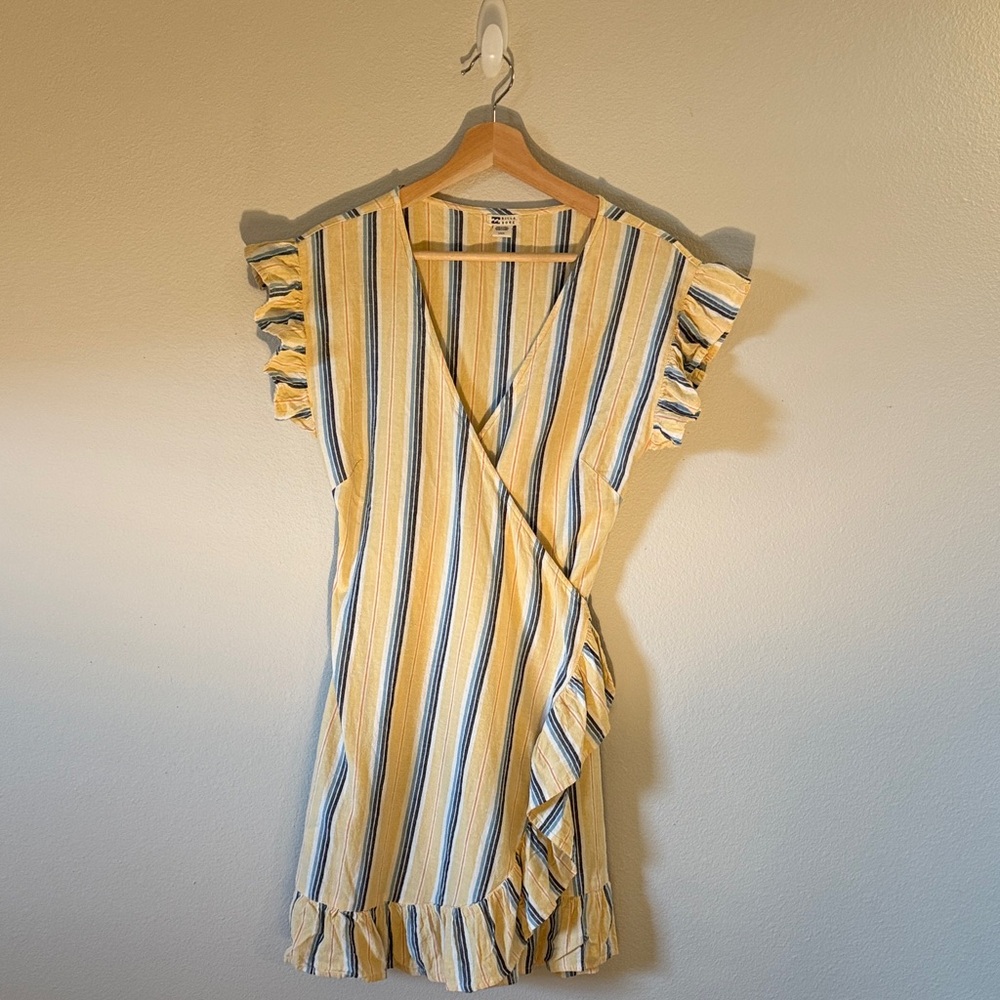 Billabong Yellow and Blue Striped Mini Dress